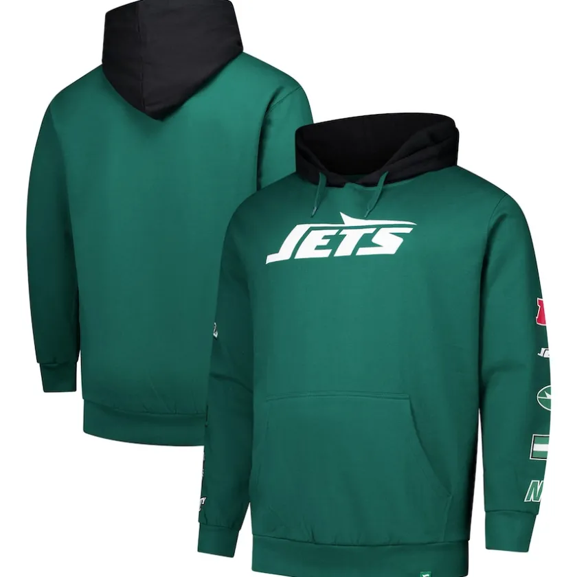 Big & Tall^New York Jets Men's Fanatics Green Big & Tall Patched Out Pullover Hoodie