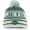 Knit^New York Jets Men's Fanatics Green/White Blindside Cuffed Knit Hat With Pom