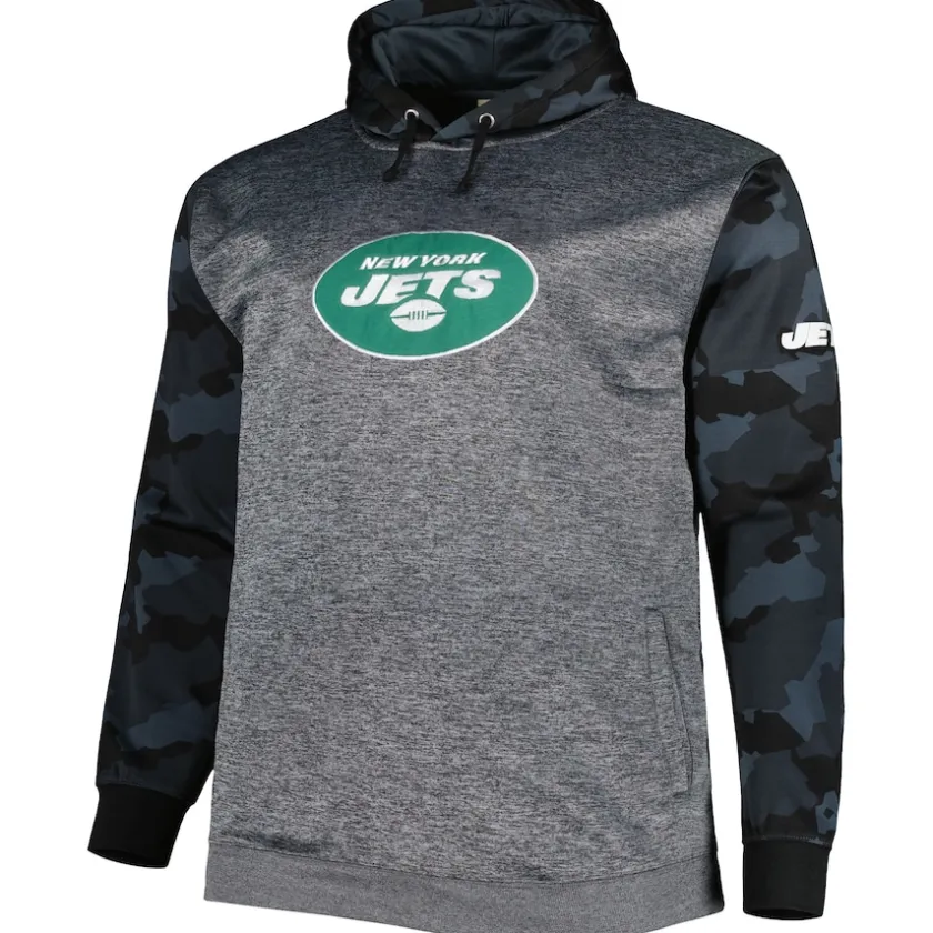 Sweatshirts & Fleece|Men^New York Jets Men's Fanatics Heather Charcoal Big & Tall Camo Pullover Hoodie