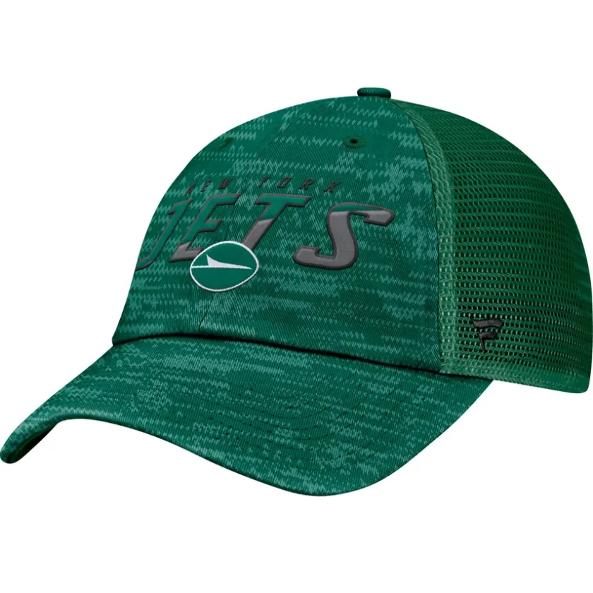 Adjustable^New York Jets Men's Fanatics Heather Green Challenge Trucker Adjustable Hat