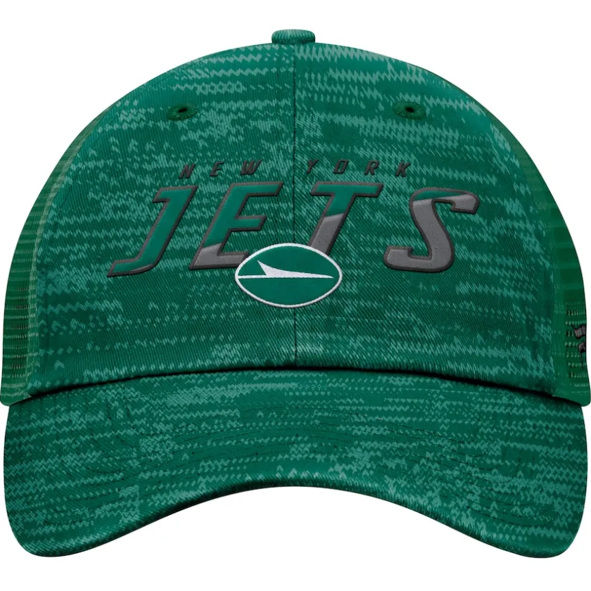 Adjustable^New York Jets Men's Fanatics Heather Green Challenge Trucker Adjustable Hat