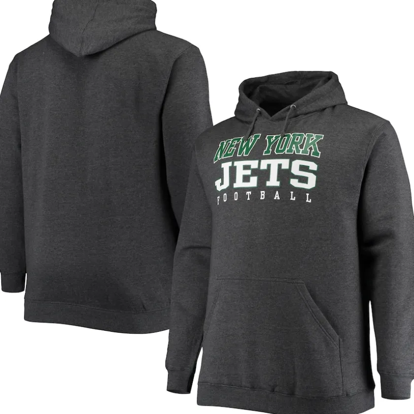 Sweatshirts & Fleece|Men^New York Jets Men's Fanatics Heathered Charcoal Big & Tall Practice Pullover Hoodie
