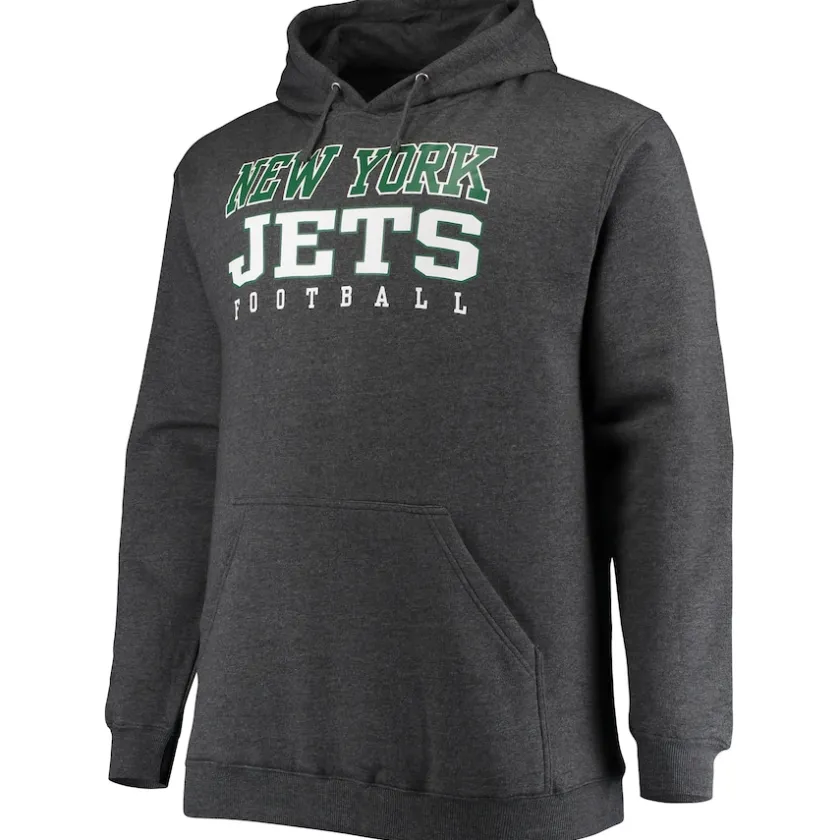 Sweatshirts & Fleece|Men^New York Jets Men's Fanatics Heathered Charcoal Big & Tall Practice Pullover Hoodie