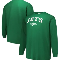 Big & Tall^New York Jets Men's Fanatics Kelly Green Big & Tall Throwback Thermal Long Sleeve T-Shirt