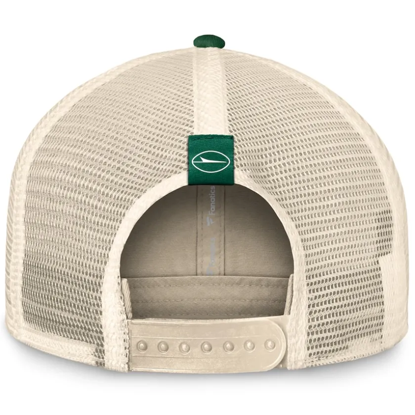 Hats|Men^New York Jets Men's Fanatics Natural/Green Diamond Stripe Trucker Adjustable Hat