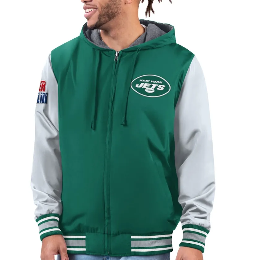 Jackets^New York Jets Men's G-III Sports By Carl Banks Green/Gray Commemorative Reversible Full-Zip Jacket