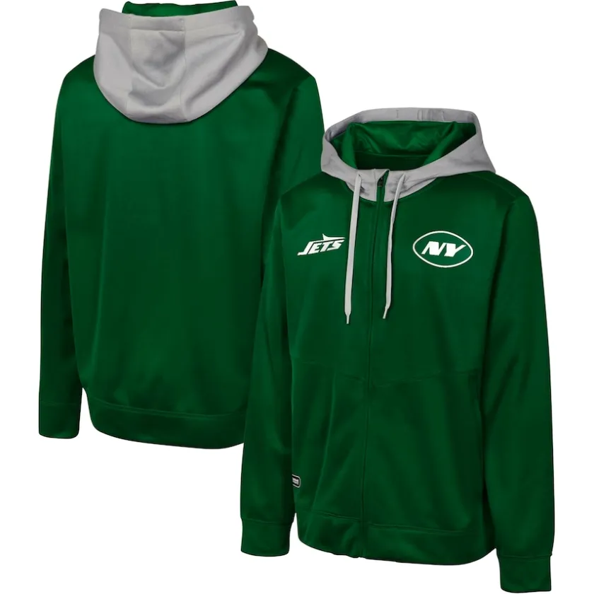 Jackets^New York Jets Men's Green Replay Fashion Graphic Full-Zip Hoodie Jacket