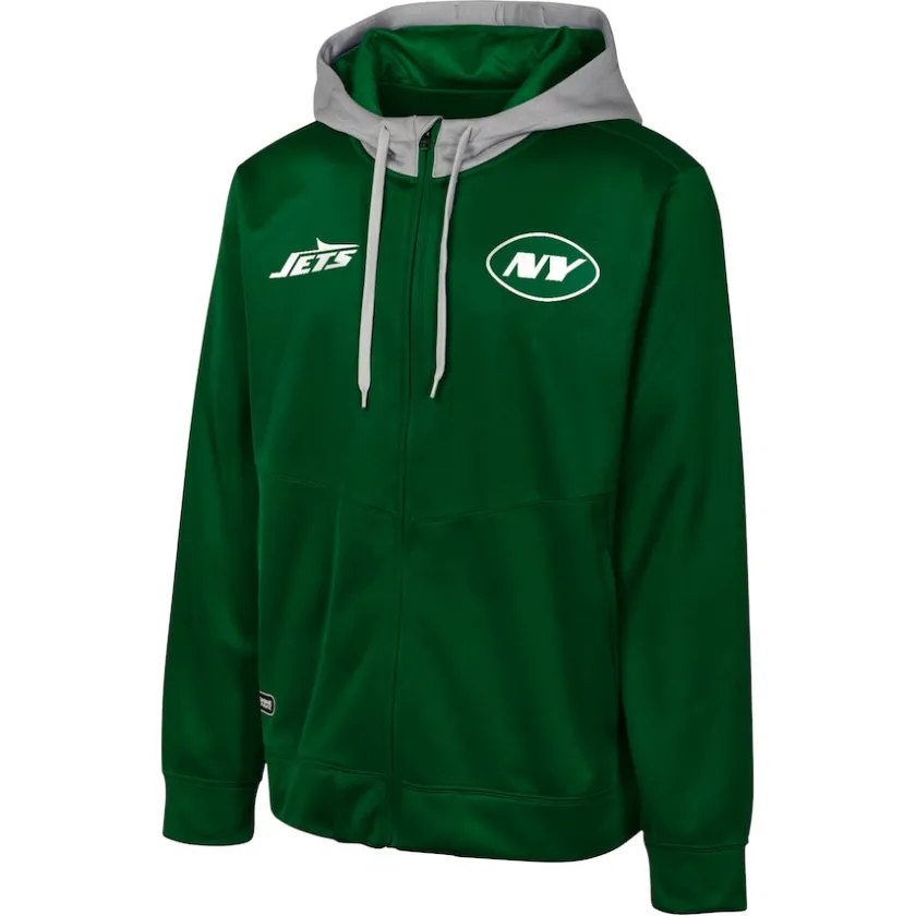 Jackets^New York Jets Men's Green Replay Fashion Graphic Full-Zip Hoodie Jacket