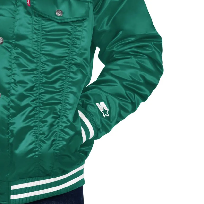 Jackets^New York Jets Men's Levi’s X Starter Green Silver Tab Trucker Full-Snap Jacket