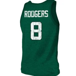 Tank Tops^New York Jets Men's Majestic Threads Aaron Rodgers Green Name & Number Tri-Blend Tank Top