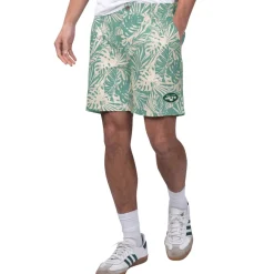 Shorts & Pants|Swimsuits^New York Jets Men's Margaritaville Green Sandwashed Monstera Print Amphib Shorts