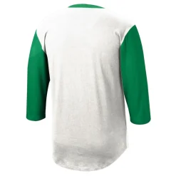Long Sleeved^New York Jets Men's Mitchell & Ness White Legacy Slub Henley 3/4 Sleeve T-Shirt