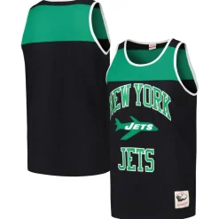 Tank Tops^New York Jets Men's Mitchell & Ness Black/Green Heritage Colorblock Tank Top