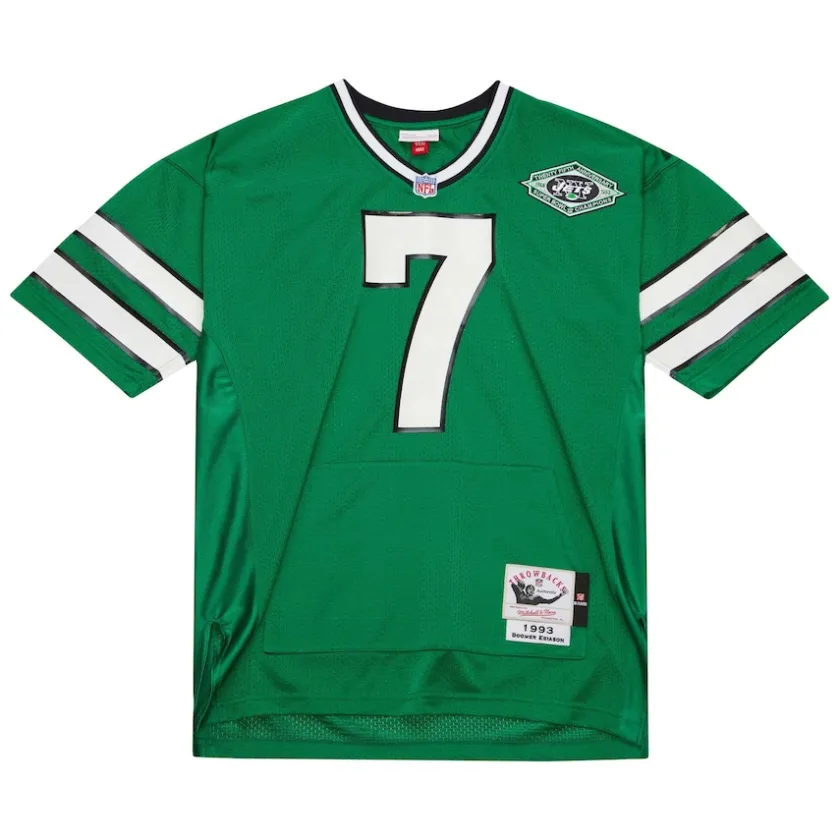 Authentic|Throwback^New York Jets Men's Mitchell & Ness Boomer Esiason Kelly Green 1993 Authentic Retired Player Pocket Jersey