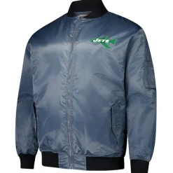 Jackets|Big & Tall^New York Jets Men's Mitchell & Ness Charcoal Big & Tall Bomber Full-Zip Jacket