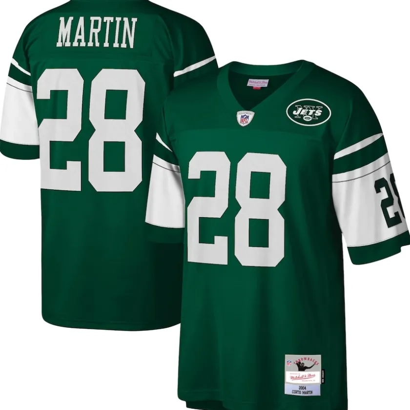 Replica|Throwback^New York Jets Men's Mitchell & Ness Curtis Martin Green Legacy Replica Jersey