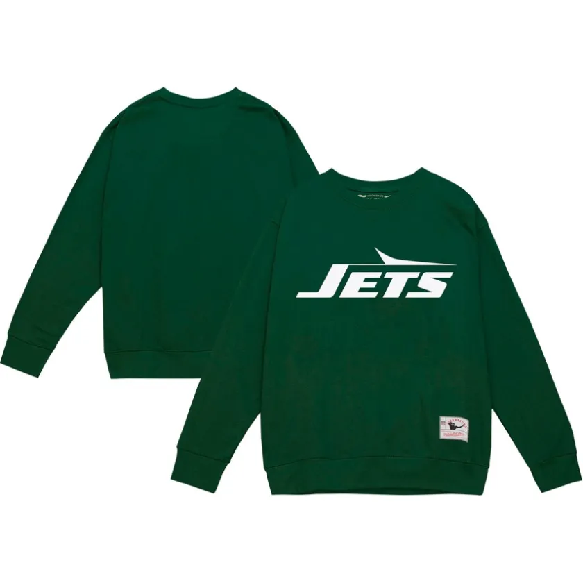 Sweatshirts & Fleece|Men^New York Jets Men's Mitchell & Ness Dark Green Basic Fleece Pullover Sweatshirt