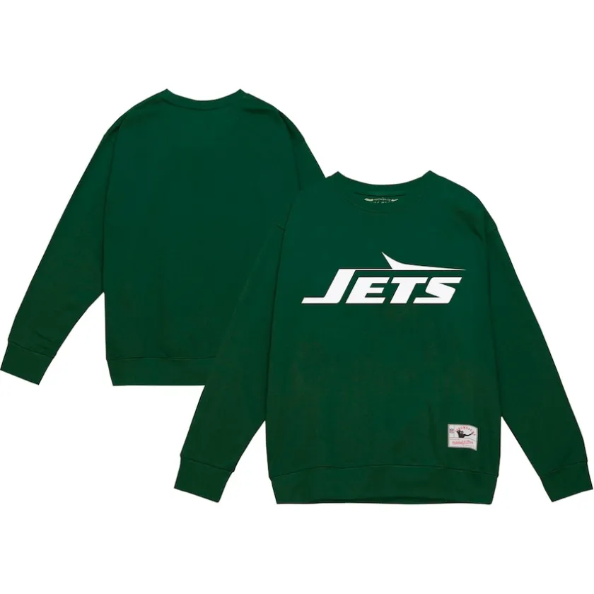 Sweatshirts & Fleece|Men^New York Jets Men's Mitchell & Ness Dark Green Basic Fleece Pullover Sweatshirt