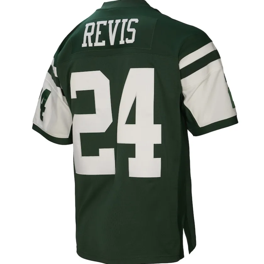 Replica|Throwback^New York Jets Men's Mitchell & Ness Darrelle Revis Green Legacy Replica Jersey