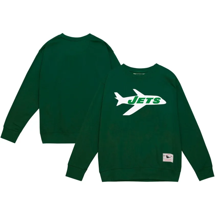 Sweatshirts & Fleece|Men^New York Jets Men's Mitchell & Ness Green Basic Fleece Pullover Sweatshirt