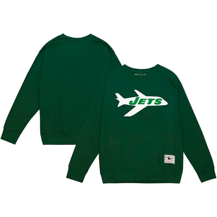 Sweatshirts & Fleece|Men^New York Jets Men's Mitchell & Ness Green Basic Fleece Pullover Sweatshirt