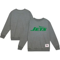 Sweatshirts & Fleece|Men^New York Jets Men's Mitchell & Ness Heather Gray Basic Fleece Pullover Sweatshirt