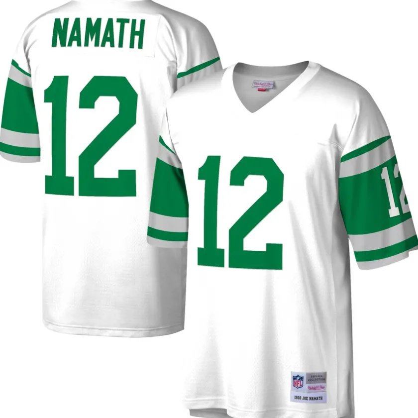 Replica|Throwback^New York Jets Men's Mitchell & Ness Joe Namath White Legacy Replica Jersey