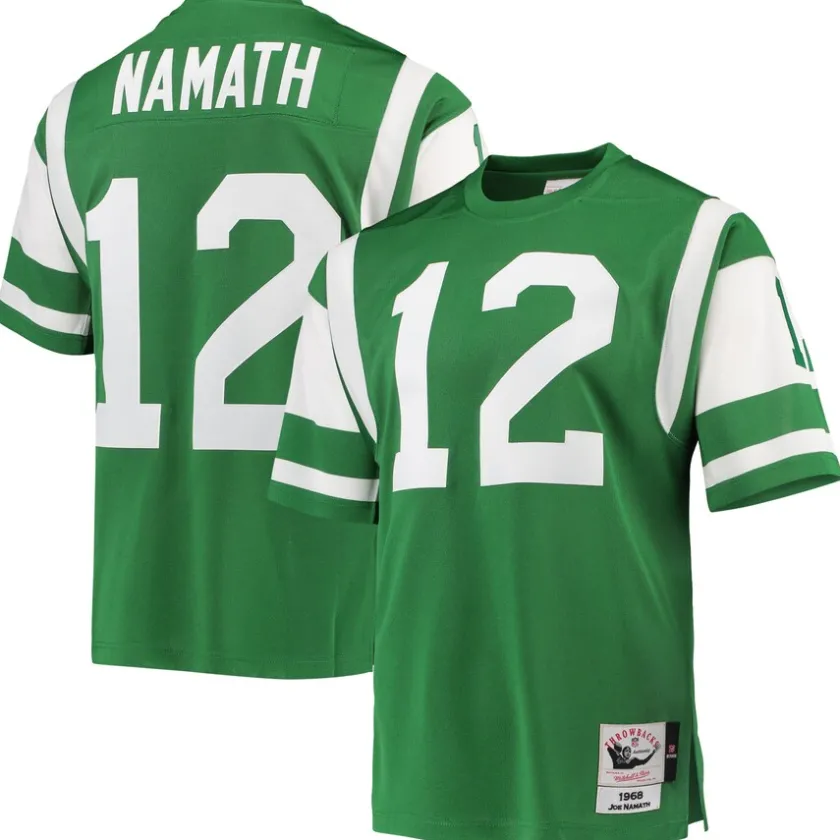 Authentic|Throwback^New York Jets Men's Mitchell & Ness Joe Namath Green 1968 Authentic Throwback Retired Player Jersey