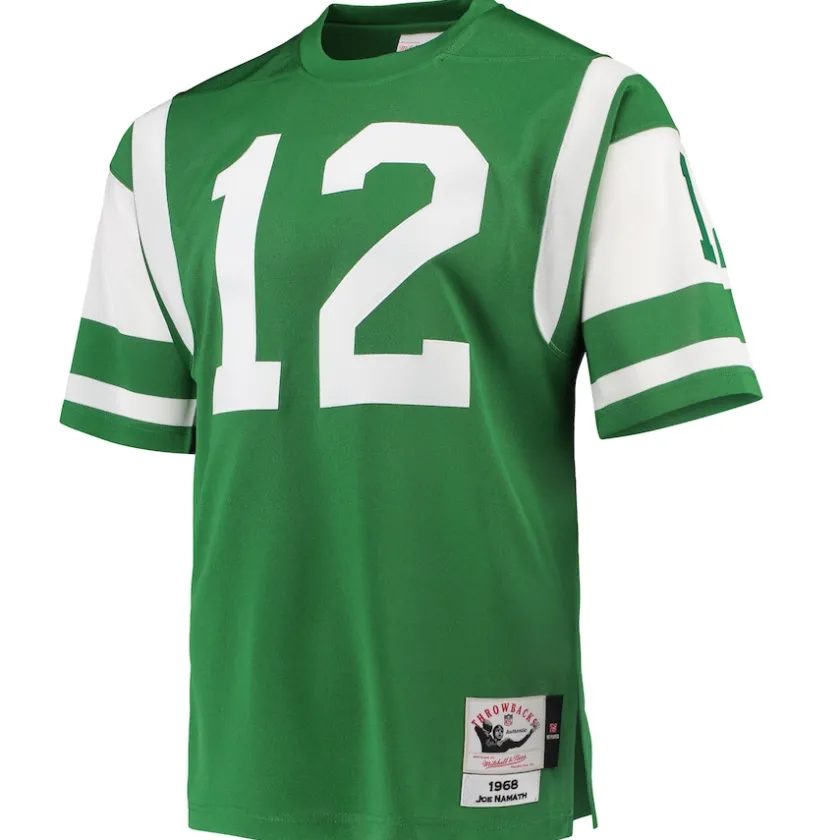 Authentic|Throwback^New York Jets Men's Mitchell & Ness Joe Namath Green 1968 Authentic Throwback Retired Player Jersey