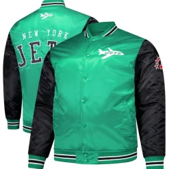 Jackets|Big & Tall^New York Jets Men's Mitchell & Ness Kelly Green Team Satin Jacket