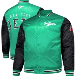 Jackets|Big & Tall^New York Jets Men's Mitchell & Ness Kelly Green Team Satin Jacket