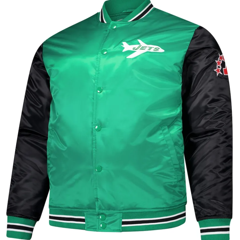 Jackets|Big & Tall^New York Jets Men's Mitchell & Ness Kelly Green Team Satin Jacket