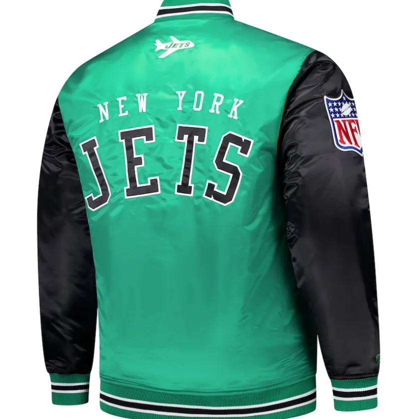 Jackets|Big & Tall^New York Jets Men's Mitchell & Ness Kelly Green Team Satin Jacket