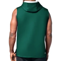 Tank Tops^New York Jets Men's MSX By Michael Strahan Green Captain Sleeveless Hoodie T-Shirt