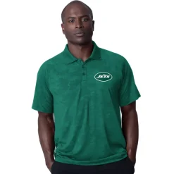 Polos^New York Jets Men's MSX By Michael Strahan Green Baseline Raglan Polo