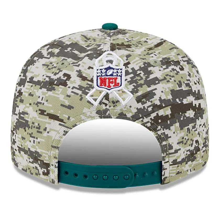 Snapback^New York Jets Men's New Era Camo/Green 2023 Salute To Service 9FIFTY Snapback Hat