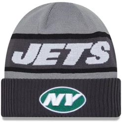 Knit^New York Jets Men's New Era Gray 2023 Sideline Tech Cuffed Knit Hat