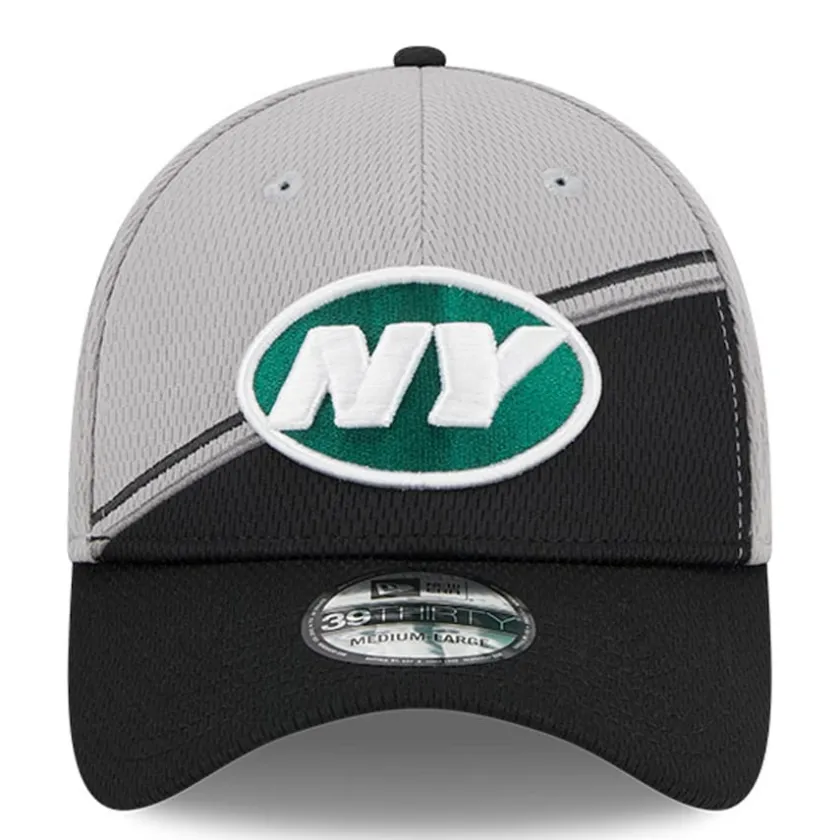 Flex^New York Jets Men's New Era Gray/Black 2023 Sideline 39THIRTY Flex Hat