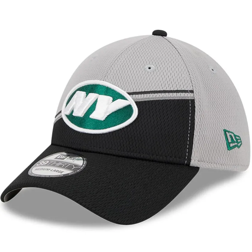 Flex^New York Jets Men's New Era Gray/Black 2023 Sideline 39THIRTY Flex Hat