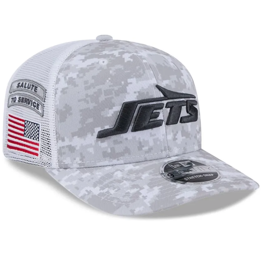 Hats|Men^New York Jets Men's New Era White 2024 Salute To Service Digital Camo 9SEVENTY Stretch-Snap Hat