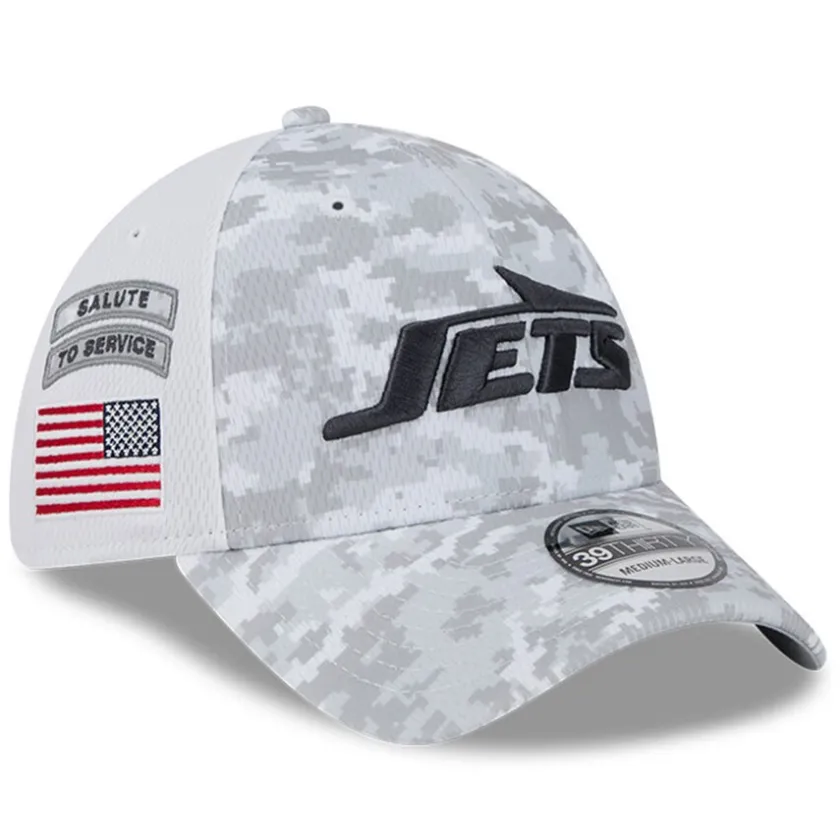 Hats|Men^New York Jets Men's New Era White 2024 Salute To Service Digital Camo 39THIRTY Flex Hat