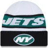 Knit^New York Jets Men's New Era White/Black 2023 Sideline Tech Cuffed Knit Hat