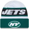 Knit^New York Jets Men's New Era White/Green 2023 Sideline Tech Cuffed Knit Hat