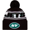 Knit^New York Jets Men's New Era Black 2024 Sideline Cuffed Knit Hat With Pom