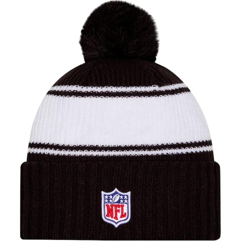 Knit^New York Jets Men's New Era Black 2024 Sideline Cuffed Knit Hat With Pom