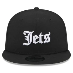 Hats|Men^New York Jets Men's New Era Black Gothic Script 9FIFTY Snapback Hat