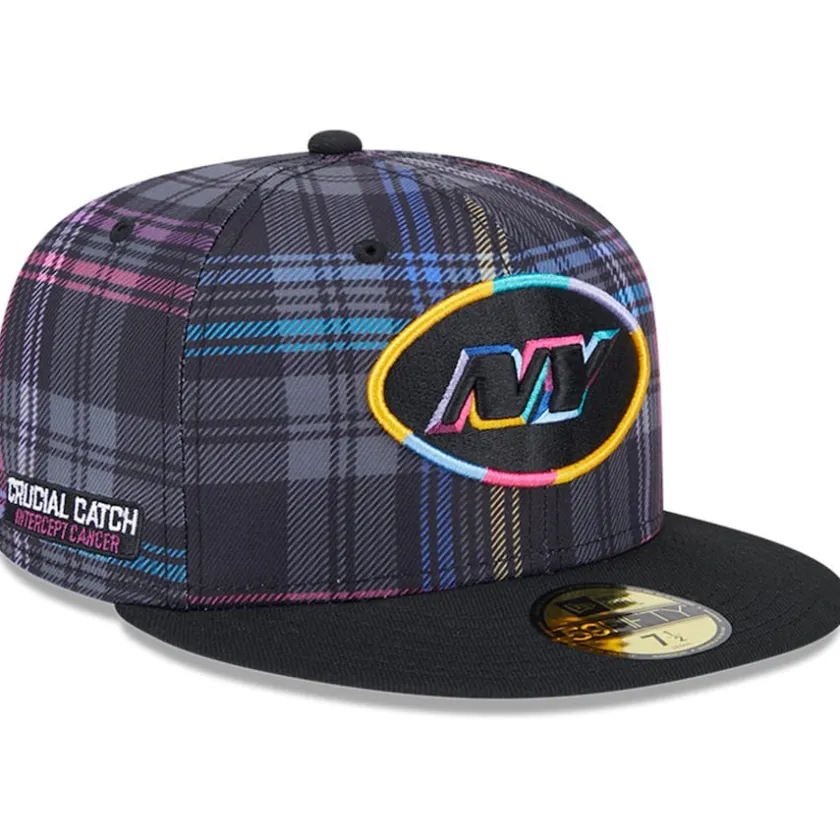 Hats|Men^New York Jets Men's New Era Black 2024 NFL Crucial Catch Plaid 59FIFTY Fitted Hat