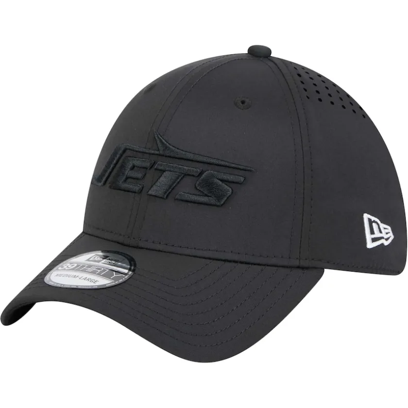 Hats|Men^New York Jets Men's New Era Black Hydro 39THIRTY Flex Hat