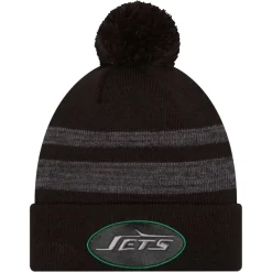 Hats|Men^New York Jets Men's New Era Black Dispatch Cuffed Knit Hat With Pom