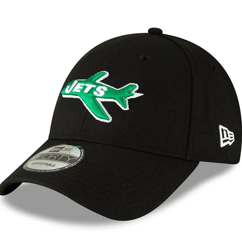 Adjustable^New York Jets Men's New Era Black The League Throwback 9FORTY Adjustable Hat
